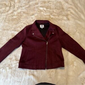 Old Navy Women's Deep Red Suede Moto Jacket